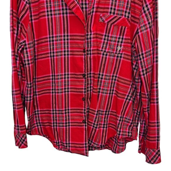 Victoria's Secret Red Plaid Long Sleeve Button Up Pajama Top S - Picture 3 of 14